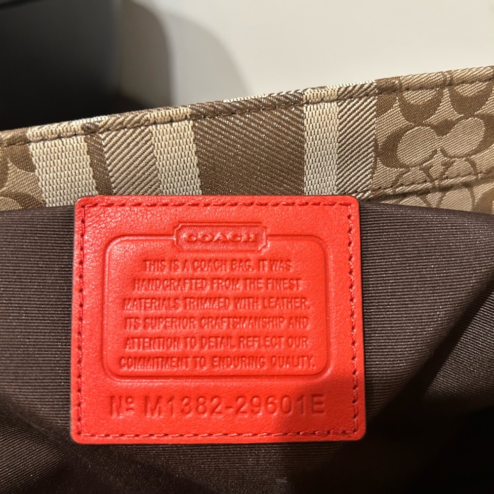 Coach Legacy Stripe Candace Carryall Tote Purse Brown /Orange EUC - Picture 4 of 13